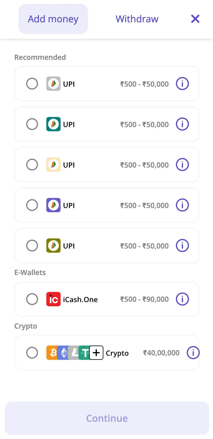 Casinodays home deposit methods